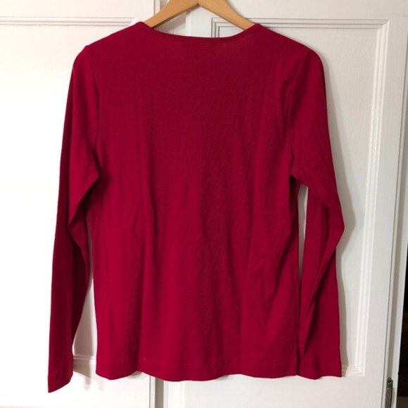 NWOT Lauren Ralph Lauren Deep Red Long Sleeve Top Size L - Picture 4 of 4